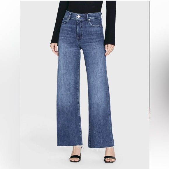Frame Le Slim Palazzo High Rise Wide Leg Raw Hem Jeans in Crossings Size 25 - Picture 1 of 13